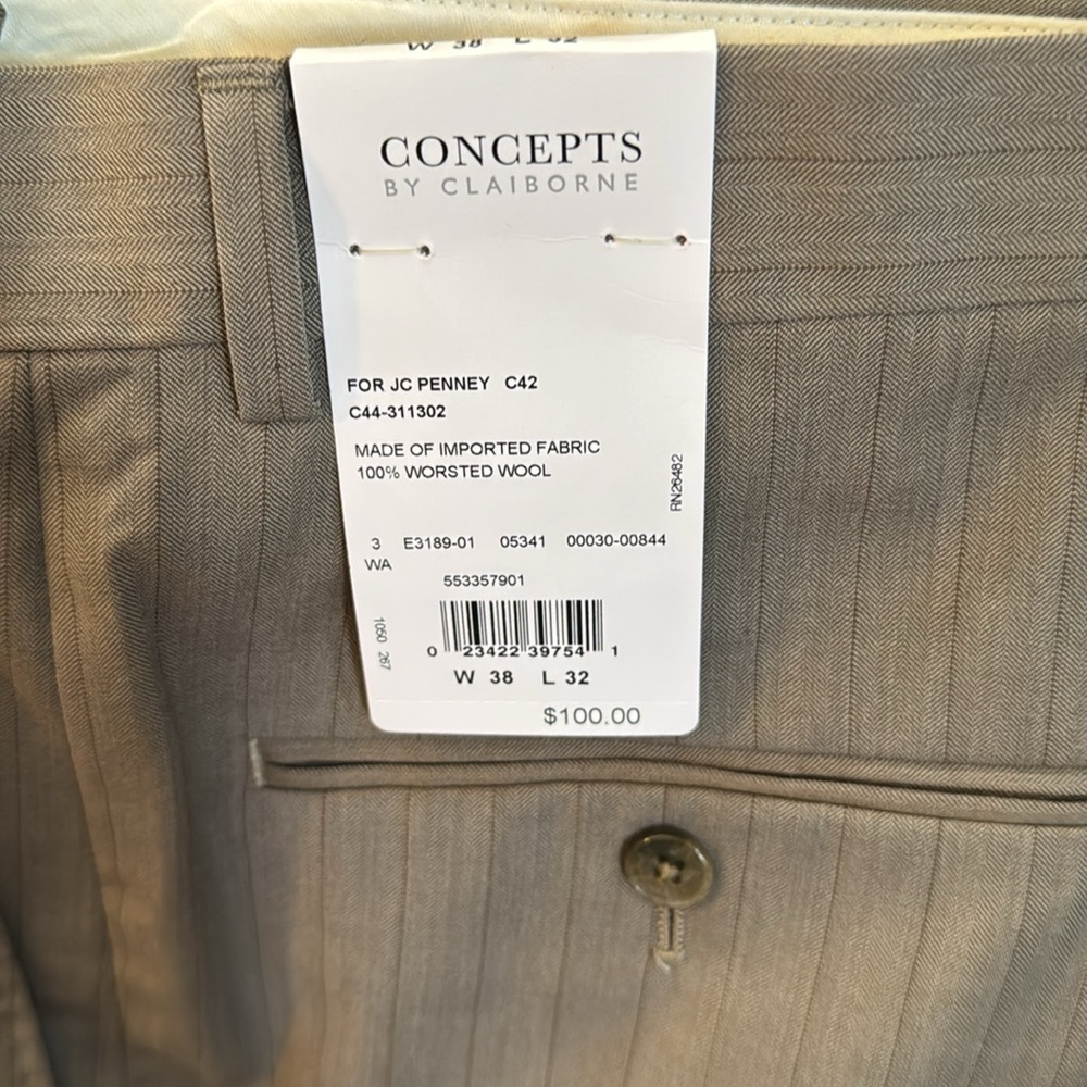 NEW Concepts by Claiborne suit separates 38 X 32 100% Wool ❤️ striped design - Picture 4 of 6
